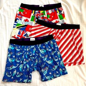 🆕 3 PACK MeUndies Men Boxer Briefs Size Medium Stripes, Mermaild, Flags2